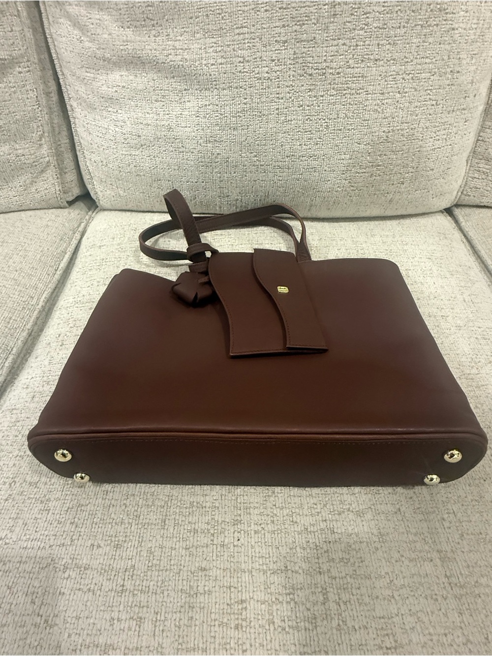 Brand New Anima Iris Chocolate Brown Shoulder Tote with Gold Accent - Picture 3 of 3